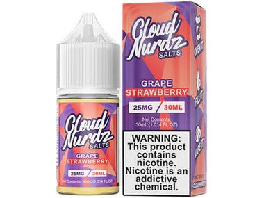 Cloud Nurdz E-Liquid - Grape Strawberry Salts 30ML Bottle