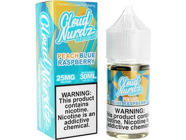 Cloud Nurdz E-Liquid - Peach Blue Raspberry Salts Iced 30ML Bottle