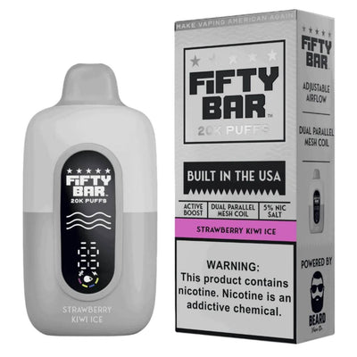 Strawberry Kiwi Ice - Fifty Bar V2 White Series 20K Vape