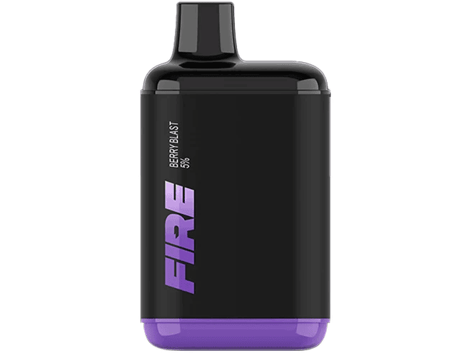 A black and purple Fire XL 6000 rechargeable disposable device for vaping.