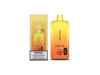 Fume Fruitia Peachy Ringz flavored disposable vape device.