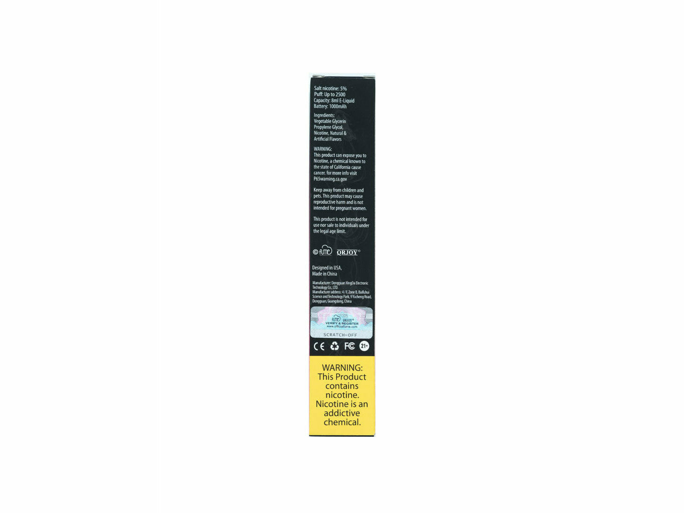 Fume Pink Lemonade Ultra, Package back information