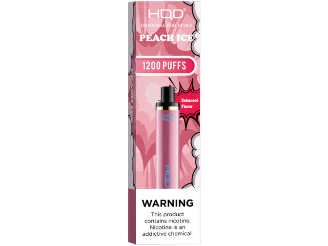 HQD Cuvie Plus Peach Ice disposable vape pod original box