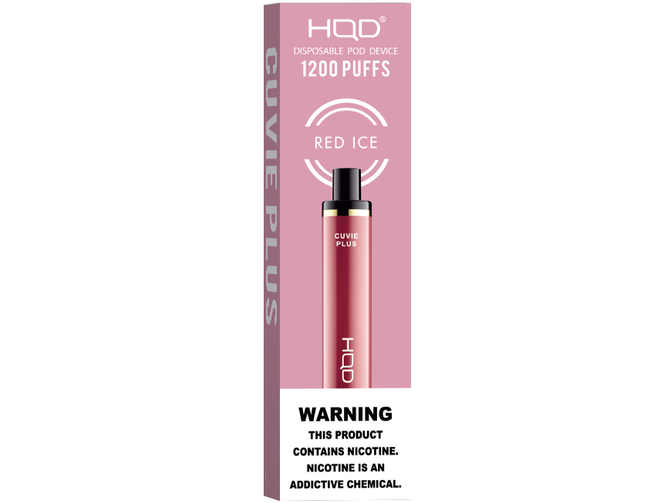 HQD Cuvie Plus Red Ice Flavor disposable vape device box