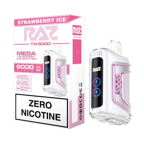 Strawberry Ice - Raz TN9000 Zero Nicotine Disposable
