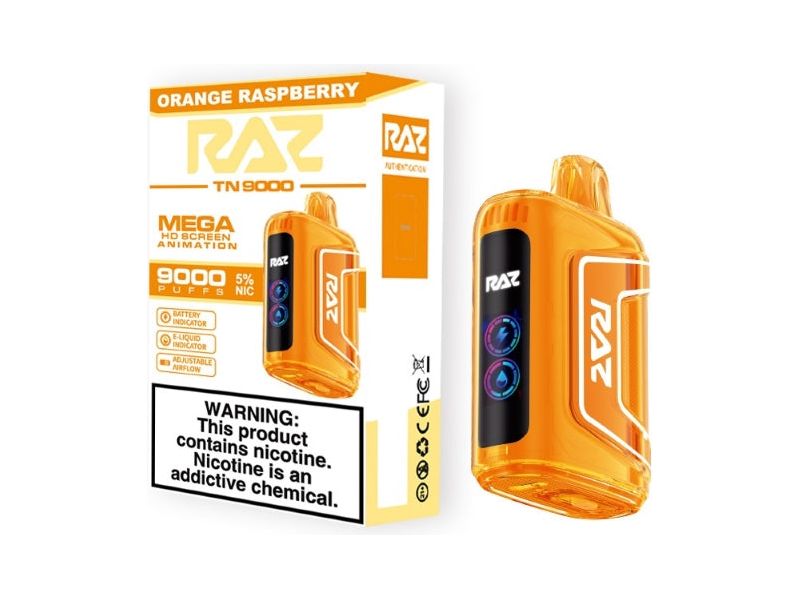 Razz TN9000 Disposable Vape - Orange Raspberry