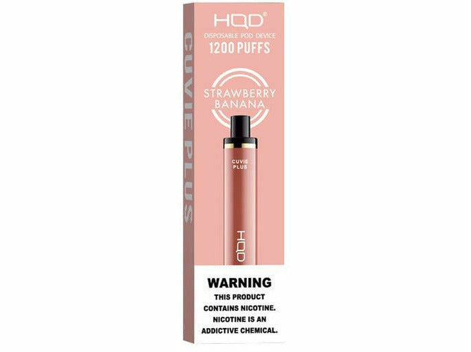 HQD Cuvie Plus Strawberry Banana Flavor disposable vape device box