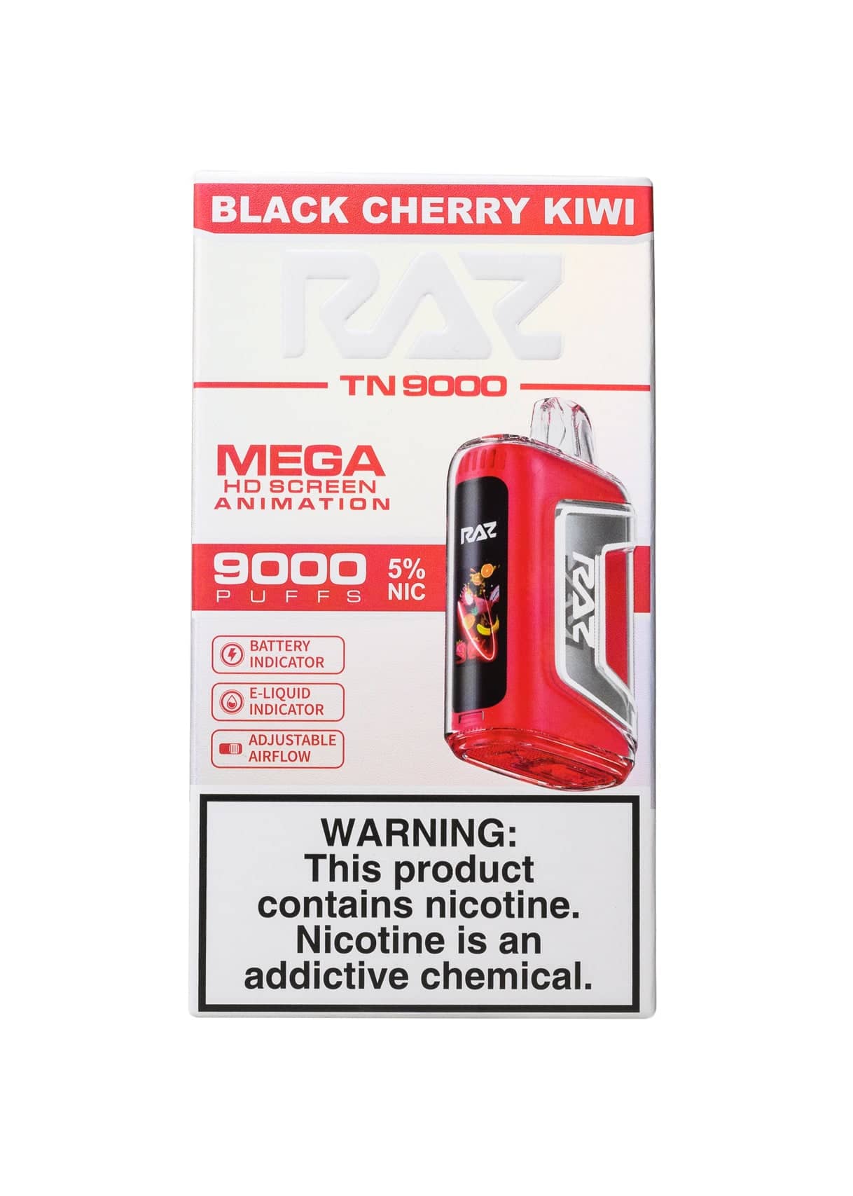 Black Cherry Kiwi Raz TN9000 puffs disposable vape