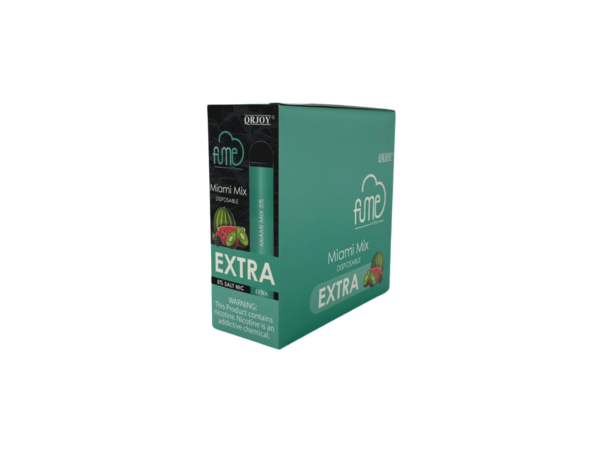 Fume Extra Miami Mix flavored disposable vape device big box.