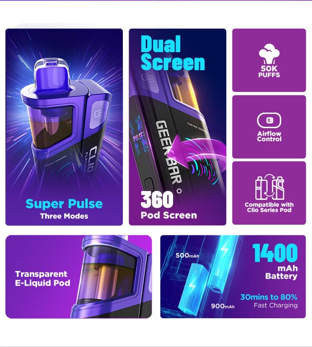  Geek Bar Clio Platinum 50K Disposable Kit specifications