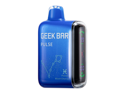 Geek Bar Pulse Vape - Black Cherry flavored disposable vape device and box.