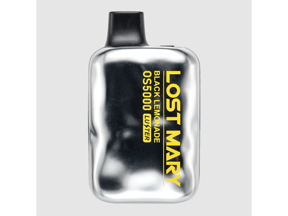 Lost Mary OS5000 Luster Black Lemonade flavored disposable vape device. 