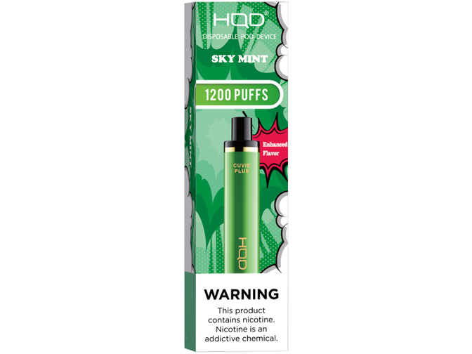 HQD Cuvie Plus Sky Mint Flavor disposable vape device box